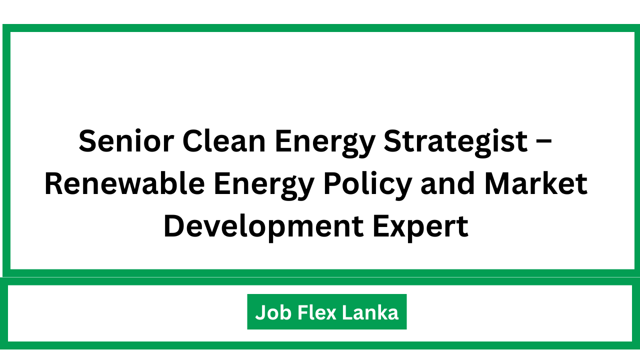 Senior Clean Energy Strategist – Renewable Energy Policy and Market Development Expert
