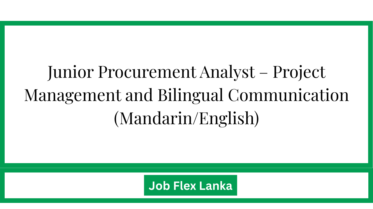 Junior Procurement Analyst – Project Management and Bilingual Communication (Mandarin/English)