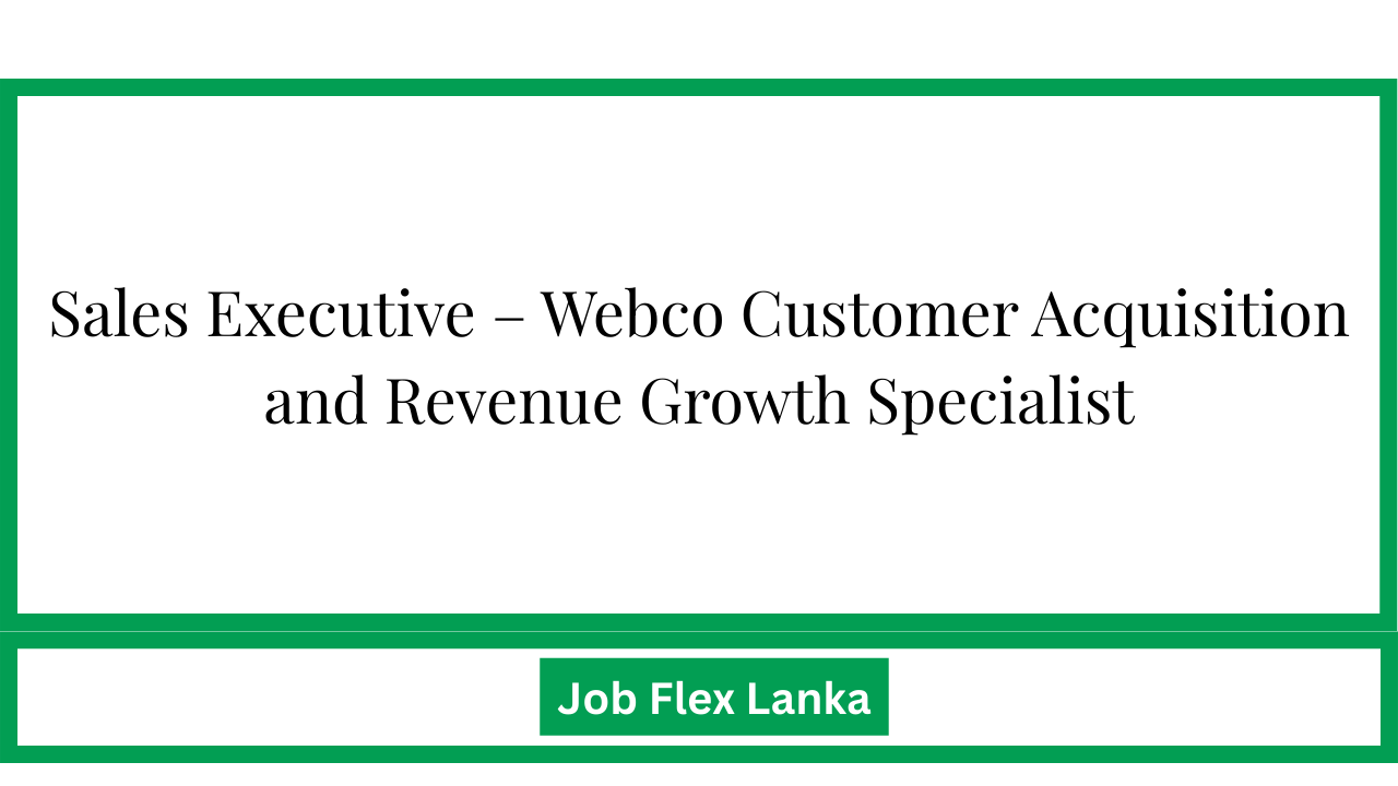 Sales Executive – Webco Customer Acquisition and Revenue Growth Specialist
