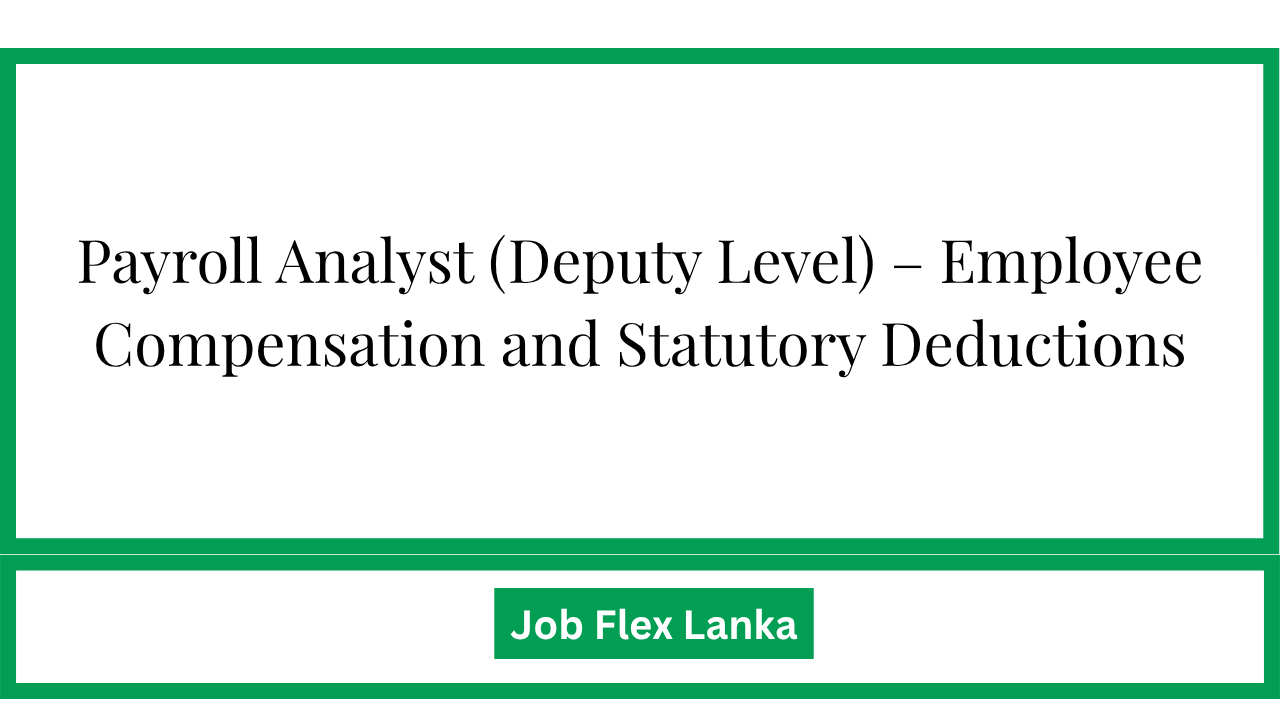 Payroll Analyst (Deputy Level) – Employee Compensation and Statutory Deductions