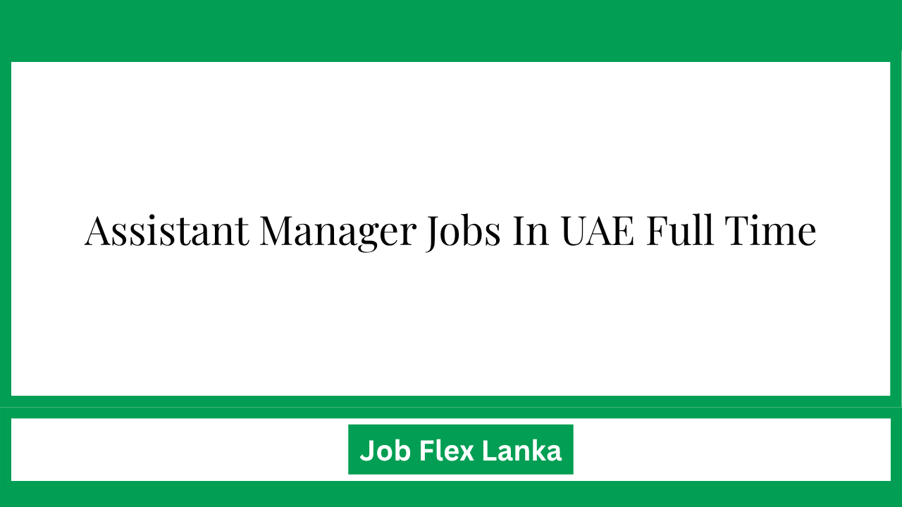Assistant Manager Jobs In UAE Full Time