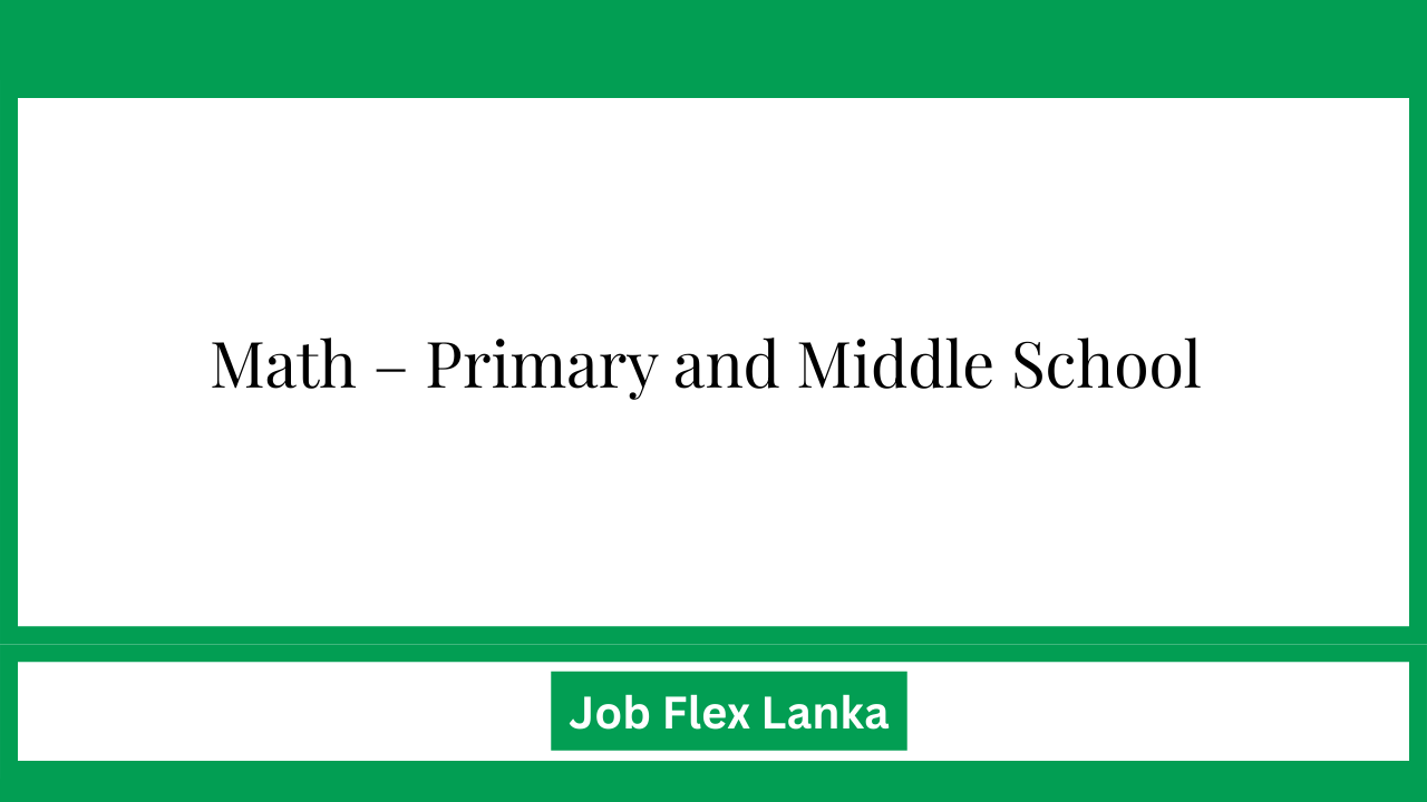 Math – Primary and Middle School